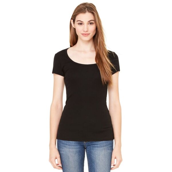 Women's Sheer Mini Rib Scoopneck Tee Thumbnail