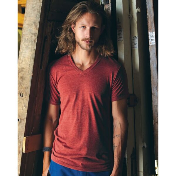 Eco-Jersey™ Feeder Stripe V-Neck T-Shirt Thumbnail