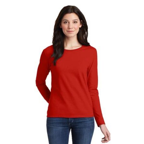 Ladies Heavy Cotton  100% Cotton Long Sleeve T Shirt Thumbnail