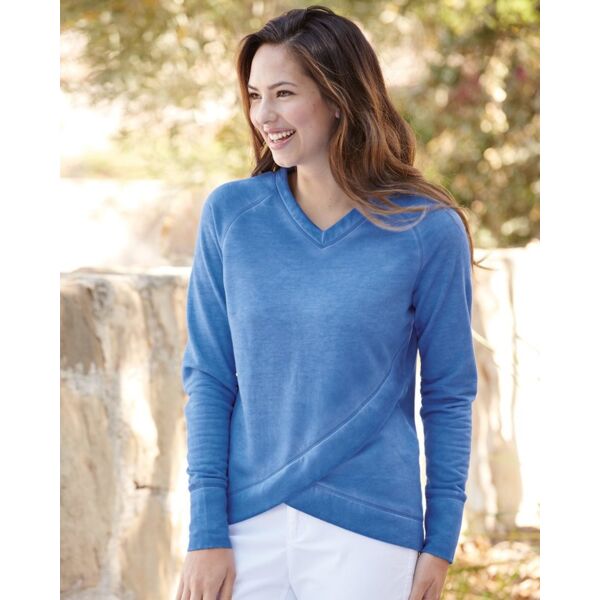 Women's Oasis Wash French Terry Criss Cross V-Neck Sweatshirt Thumbnail