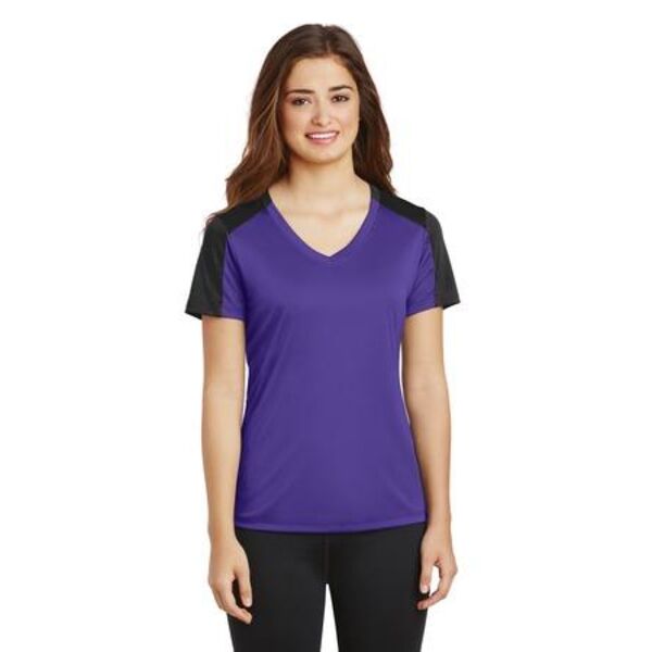 Ladies PosiCharge &#174; Competitor &#153; Sleeve Blocked V Neck Tee Thumbnail