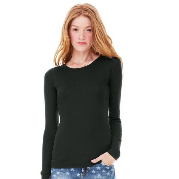 Women's Long Sleeve Sheer Mini Rib Tee Thumbnail