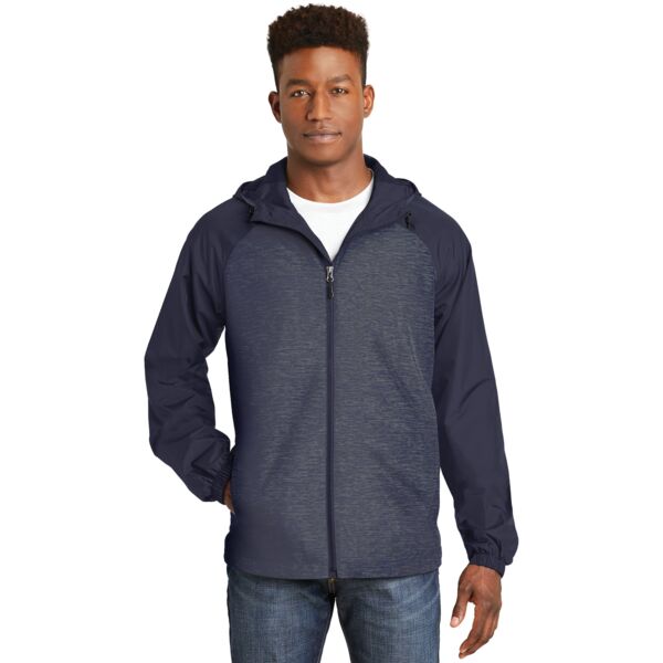 Heather Colorblock Raglan Hooded Wind Jacket Thumbnail