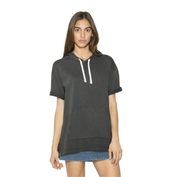 Unisex French Terry Garment-Dyed Short Sleeve Hoodie Thumbnail